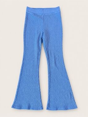 Aerie Waffle Knit Flare Lounge Pants Blue Stretch Cozy Women’s Size S